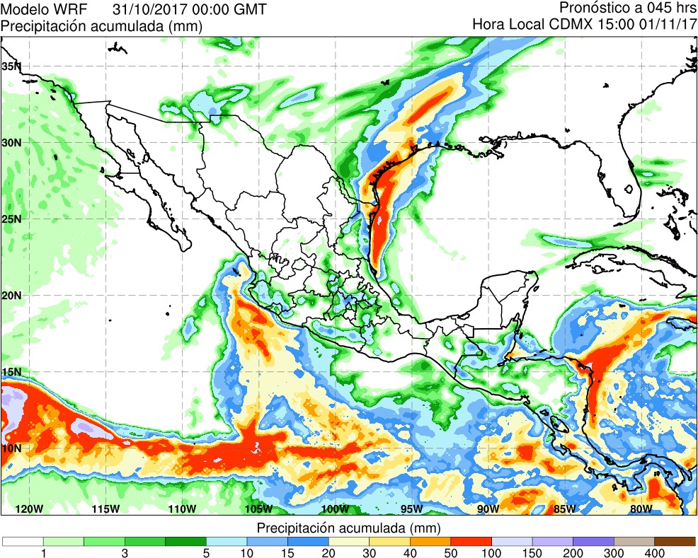 Figura 6. Área cubierta por el dominio 1 del modelo WRF.